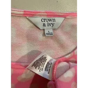 Crown & Ivy Sweatshirt Dress Women Large Pink Leopard Print Stretch Travel Beach thumbnail 3