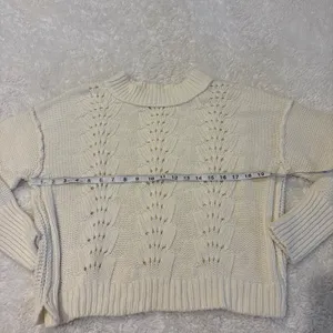 Free People Womens Cropped Bell Song Knit in Bone Sweater Boho Indie Casual Sz L thumbnail 4