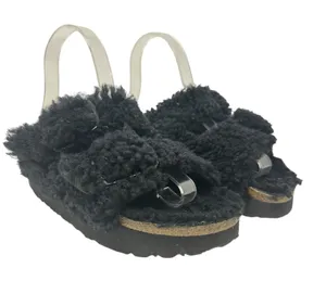 Birkenstock Papillio Arizona Big Buckle Shearling Sandals Teddy Black Size 36‎ thumbnail 1