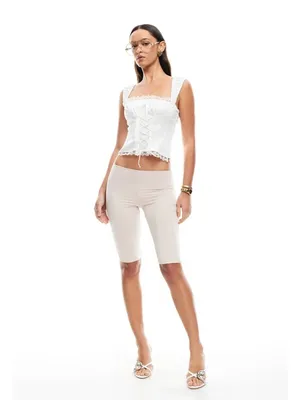 LIONESS Palmer Corset in Porcelain White Small New Womens Sleeveless Tank Top thumbnail 9