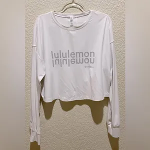 Lululemon Muscle Love Long Sleeve Shirt Top Motif White Graphic Wordmark Size 6 thumbnail 7