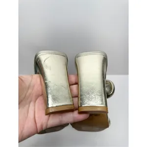 Open Edit Sandals Womens Size 6.5 Gold Braided Double Strap Slip On Heels‎ thumbnail 6