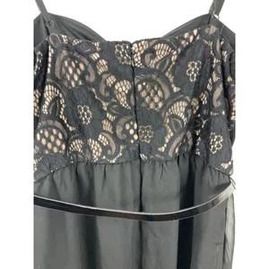 Lila Rose Black Lace Adjustable Strap Belted Mini Skater Slip Dress XL thumbnail 6