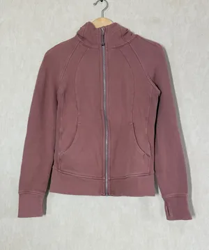 Lululemon Women’s Scuba Full Zip Hoodie Light Cotton Fleece in Pink Mauve a8 thumbnail 1