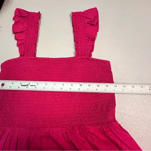 The Drop | Elegant‎ Pink Midi Dress with Ruffle Straps thumbnail 3