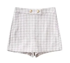 ZARA NWT  Houndstooth Tweed Beige Skort thumbnail 1