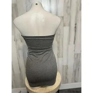 Strapless stripped dress Black thumbnail 5