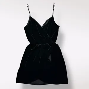 Abercrombie &‎ Fitch Black Velvet V-Neck Faux Wrap Mini Dress Size M Classic thumbnail 6