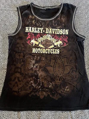Harley Davidson Las Vegas Black Tank Top Double Side Prints Women Small thumbnail 1