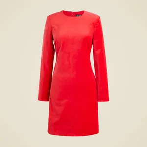 J Crew Long Sleeve Shift Dress Sz 18 Red Stretch Velvet‎ Holiday Cocktail Preppy thumbnail 15