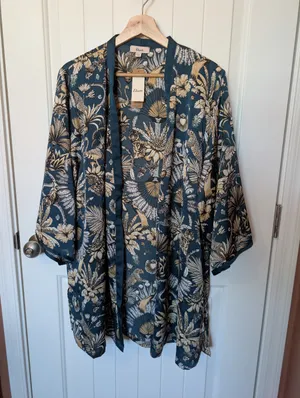NWT Etam Wild Animals Kimono Robe Medium Teal thumbnail 1