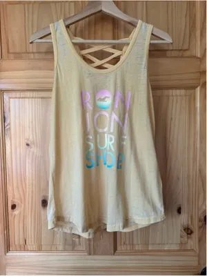 Ron Jon Surf Shop Lattice Back Graphic Logo Burnout Tank size medium thumbnail 9