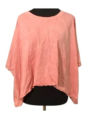 Maronie Pink Slub Cotton Oversized Boxy Tee Made in USA Medium thumbnail 1