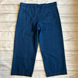 Abercrombie & Fitch Dark Wash Wide Leg Mid Rise Denim Jeans Size 18S NWT thumbnail 10