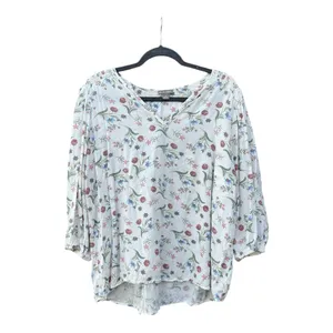 Falls Creek Women's XL‎ Floral Print V-Neck High Low Top 3/4 Sleeve CottageCore thumbnail 4