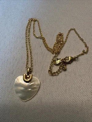LOFT Gold-Tone Chain Necklace with White Mother-of-Pearl Heart Pendant thumbnail 3