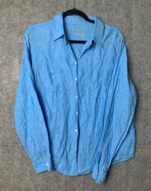 Lilly Pulitzer Women Size Large Blue 100%‎ Line Long Sleeve Button Down Shirt thumbnail 1