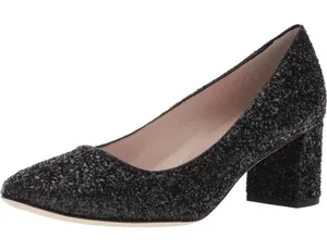 Kate‎ Spade Dolores Black Glitter Shoes Pumps Block Heel Size 7.5 Made in Italy thumbnail 1
