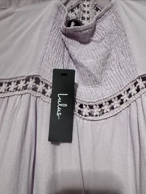NWT Lulus Lavender Leads to You Crochet Lace Halter Dress XL thumbnail 5