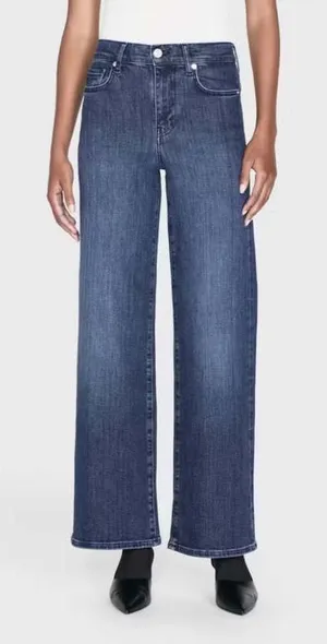 FRAME Le Slim Palazzo High Rise Wide Leg Jeans Thunderstorm Blue Size 28 thumbnail 1