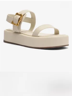 SCHUTZ Wavy Flatform Ankle Strap Buckle Platform Sandals in Cream‎ size 8 thumbnail 3