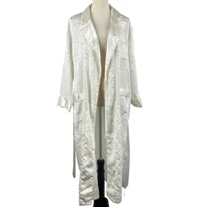 Rare‎ Vintage 90's Victoria's Secret Ivory Floral Satin Long Robe Womens Small thumbnail 7