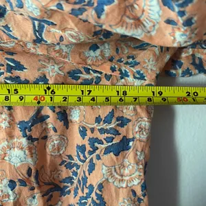 Cleobella Pink Blue Floral Peasant Blouse Button Down Cotton Women's size Small thumbnail 7