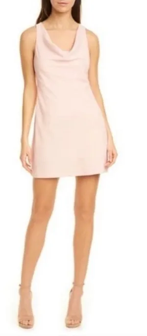 Alice + Olivia Harmony Racerback Cowl Neck A-Line Sleeveless Mini Dress Blush 4 thumbnail 1