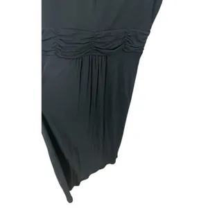 Boden Womens Mabel Jersey Dress 16L Black Ruched Knee Length Minimalist thumbnail 3
