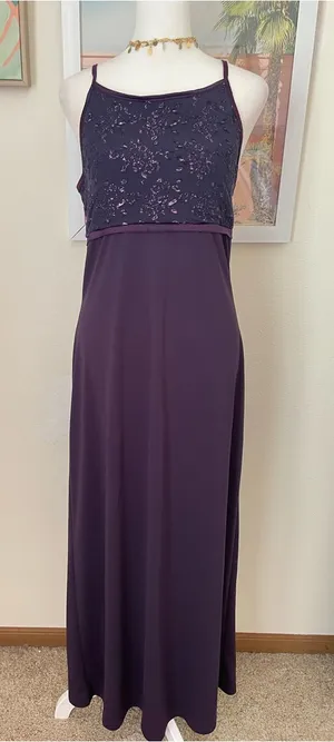 Vintage 90s Byer Too! Whimsigoth Metallic Maxi Dress in Juniors Large thumbnail 1