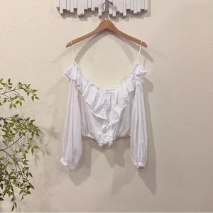 The Fifth Label Elegant White Ruffle Off-Shoulder Blouse Crop Top Size XL thumbnail 4