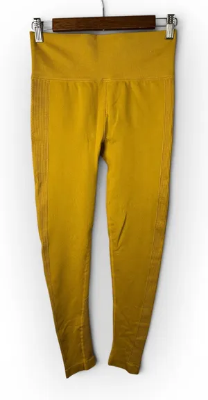 Forever 21 Womens Medium Mustard Yellow Ribbed High-Waist Leggings Chartreuse thumbnail 1