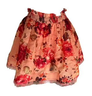 ZIMMERMANN Luminosity Flip SKIRT linen and silk blend gauze‎ Sz 2 Med Frayed thumbnail 1