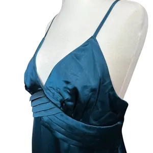 Lulus Maxi Dress XL Teal Blue Satin Gown Divine‎ Entrance Criss Cross Back Slit thumbnail 4