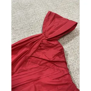 Zara Bright Red One-Shoulder Ruched Mini Dress Size S thumbnail 4