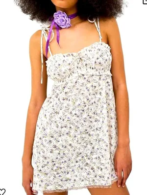 Lavender fields nwt for love & lemons sparkle lace dress L $145 fall coquette thumbnail 1