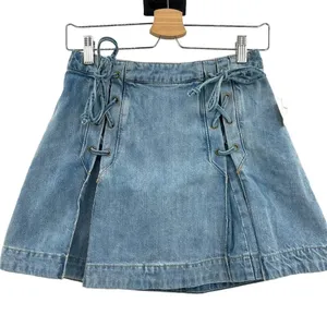 Free People Denim Lace Up Skirt Light Denim Size 2‎ thumbnail 4