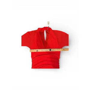 By Anthropologie‎ V Neck Ruched Mesh Midi Dress Red Size XL thumbnail 8
