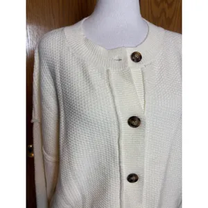 Blu Pepper Cream Waffle Knit Button Front Cardigan Sweater Womens L thumbnail 3