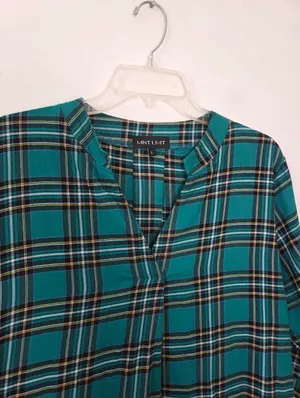 Mint Limit Blackwatch Plaid Sleep Shirt Nightgown House Dress Cotton Large thumbnail 4