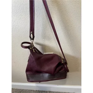Valentina Italian Leather Burgundy Asymmetrical Crossbody Handbag Bag Purse Hobo thumbnail 5