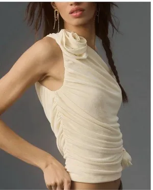 Anthropologie Sunday In Brooklyn Rosette One Shoulder Top thumbnail 1
