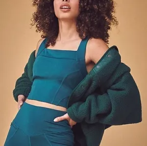 Free People Movement Teal Square Neck Workout Crop Top Size S thumbnail 1