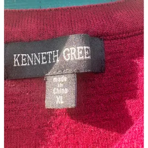 Kenneth Green Burgundy Ribbed Shoulder Crewneck Sweater XL‎ Relaxed High Low Hem thumbnail 2