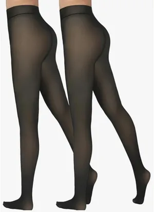 Amazon 2 Pairs Fleece Lined Tights Women thumbnail 1