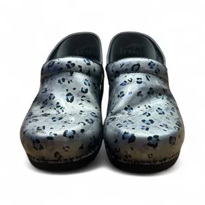 Dansko XP 2.0 Leopard Print Metallic Mule Clogs Silver Black EU 38 Comfort thumbnail 4