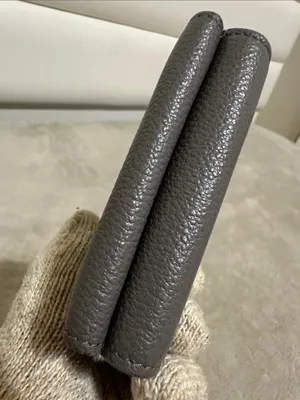 Saint Laurent Pebbled Leather Card Case in Taupe Gray thumbnail 8