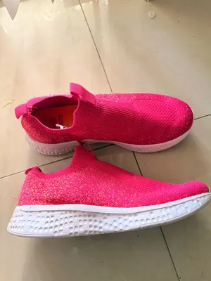 Hot Pink Slip-On Knit Sneakers thumbnail 2