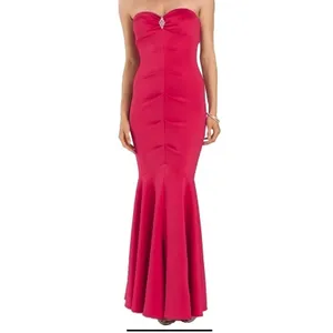 Xscape Fuschia Pink Strapless Ruched Mermaid Maxi Long‎ Gown XS5885C $258 Size 2 thumbnail 9