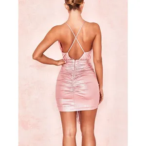 House of CB Ciara Dress Medium Pink Metallic Ruched Bodycon Mini Party Cocktail thumbnail 4